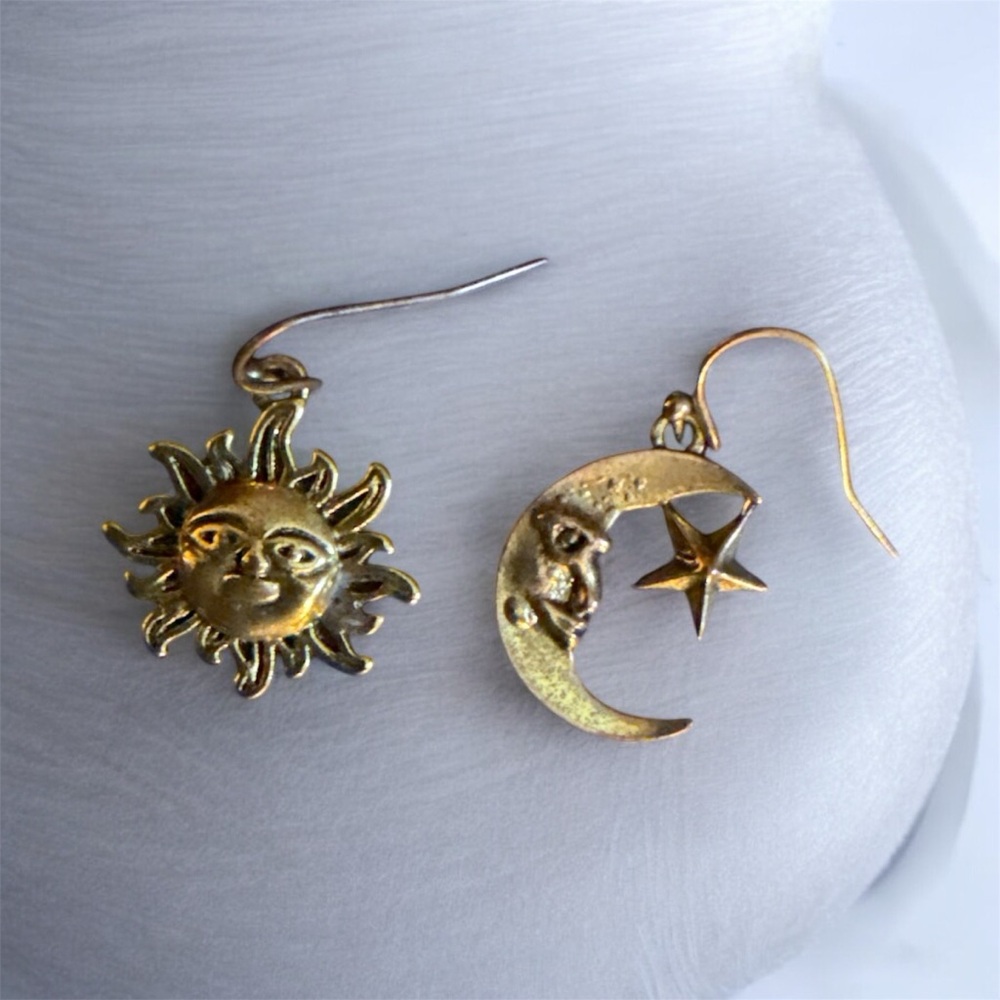 Gold Sun and Moon Earrings